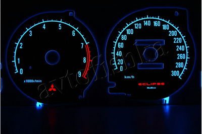 Mitsubishi Eclipse 2G светодиодные шкалы (циферблаты) на панель приборов - дизайн 1